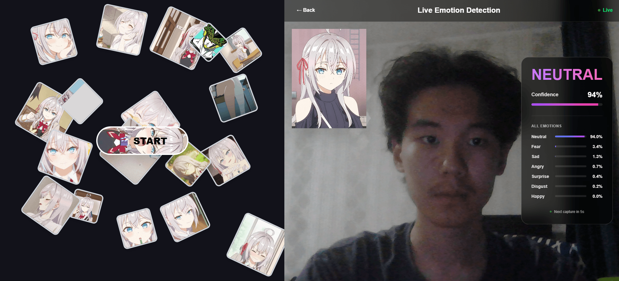 Emotion classifier (Alya edition) screenshot
