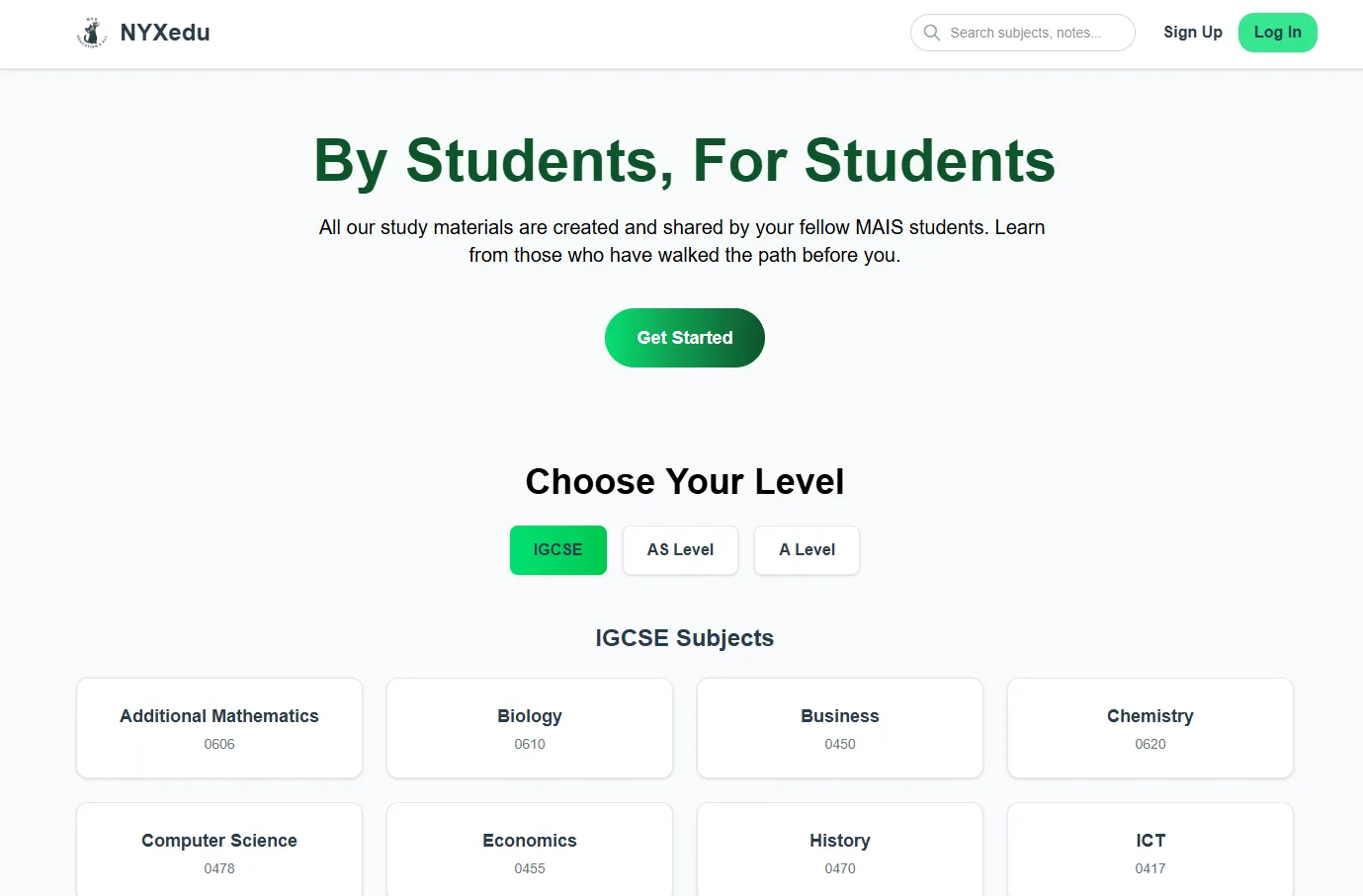 Student Notes Platform screenshot
